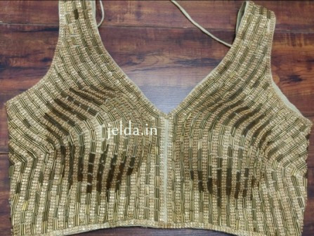 Thread Work V Neck Sleeveless Ready Blouse